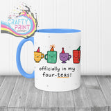 Officially in my Four-Teas Mug - Blue Handle & Inner - Mugs