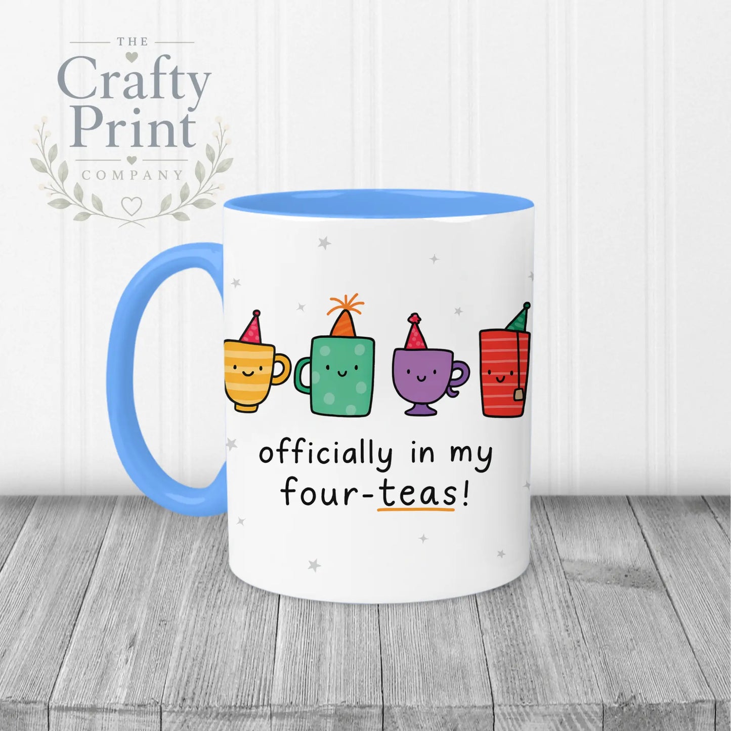 Officially in my Four-Teas Mug - Blue Handle & Inner - Mugs