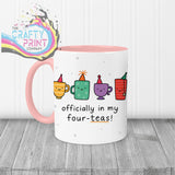 Officially in my Four-Teas Mug - Pink Handle & Inner - Mugs