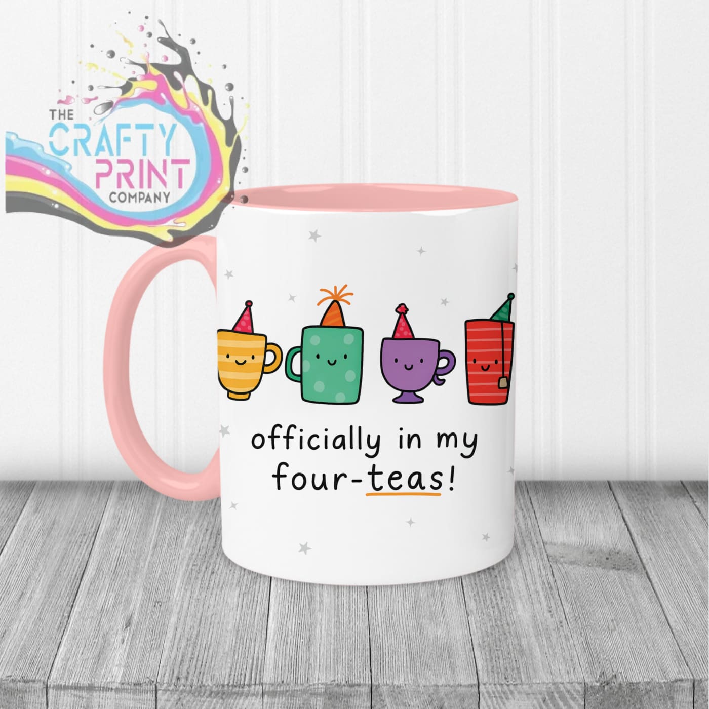 Officially in my Four-Teas Mug - Pink Handle & Inner - Mugs