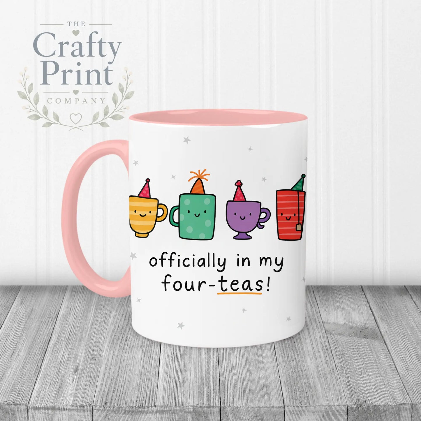 Officially in my Four-Teas Mug - Pink Handle & Inner - Mugs