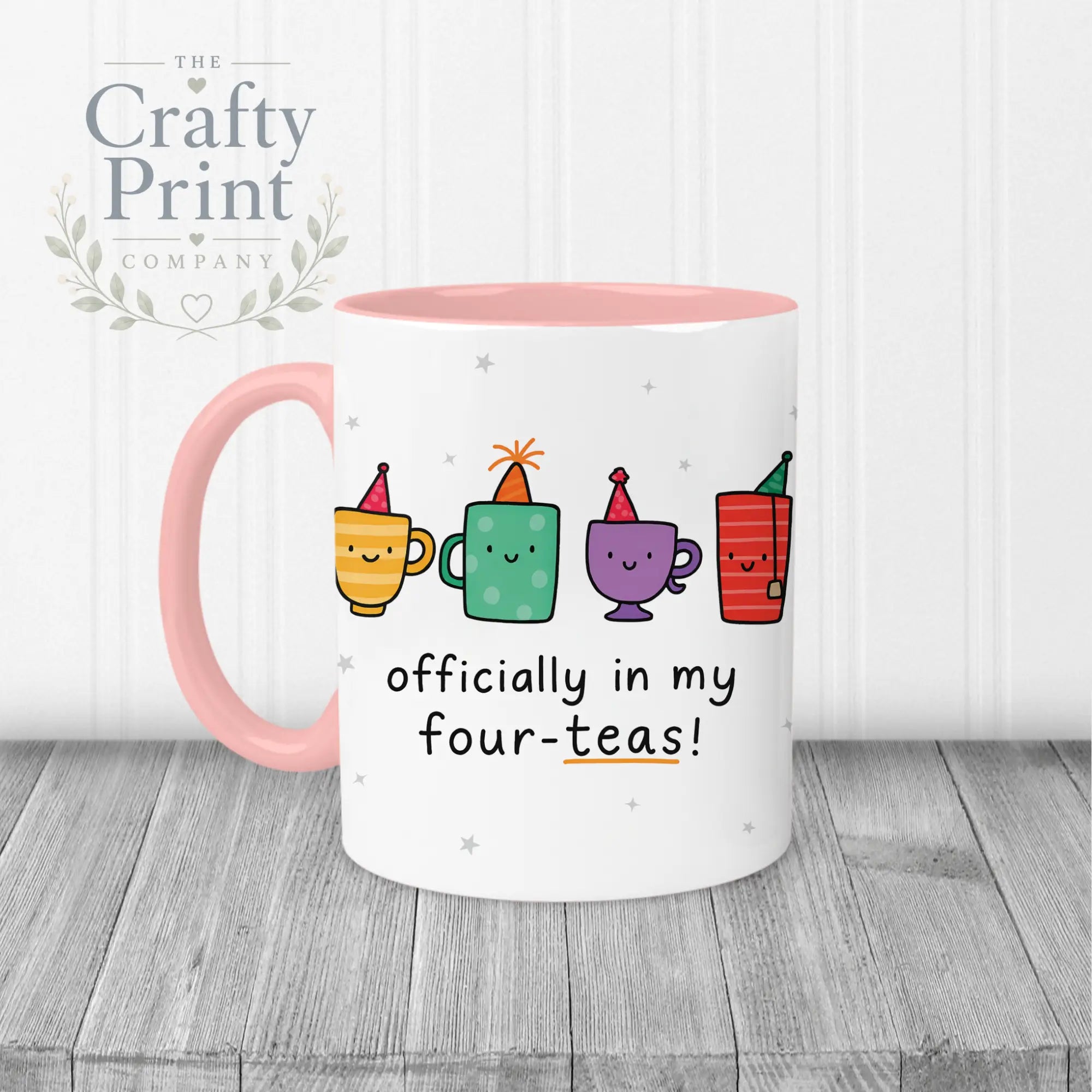 Officially in my Four-Teas Mug - Pink Handle & Inner - Mugs