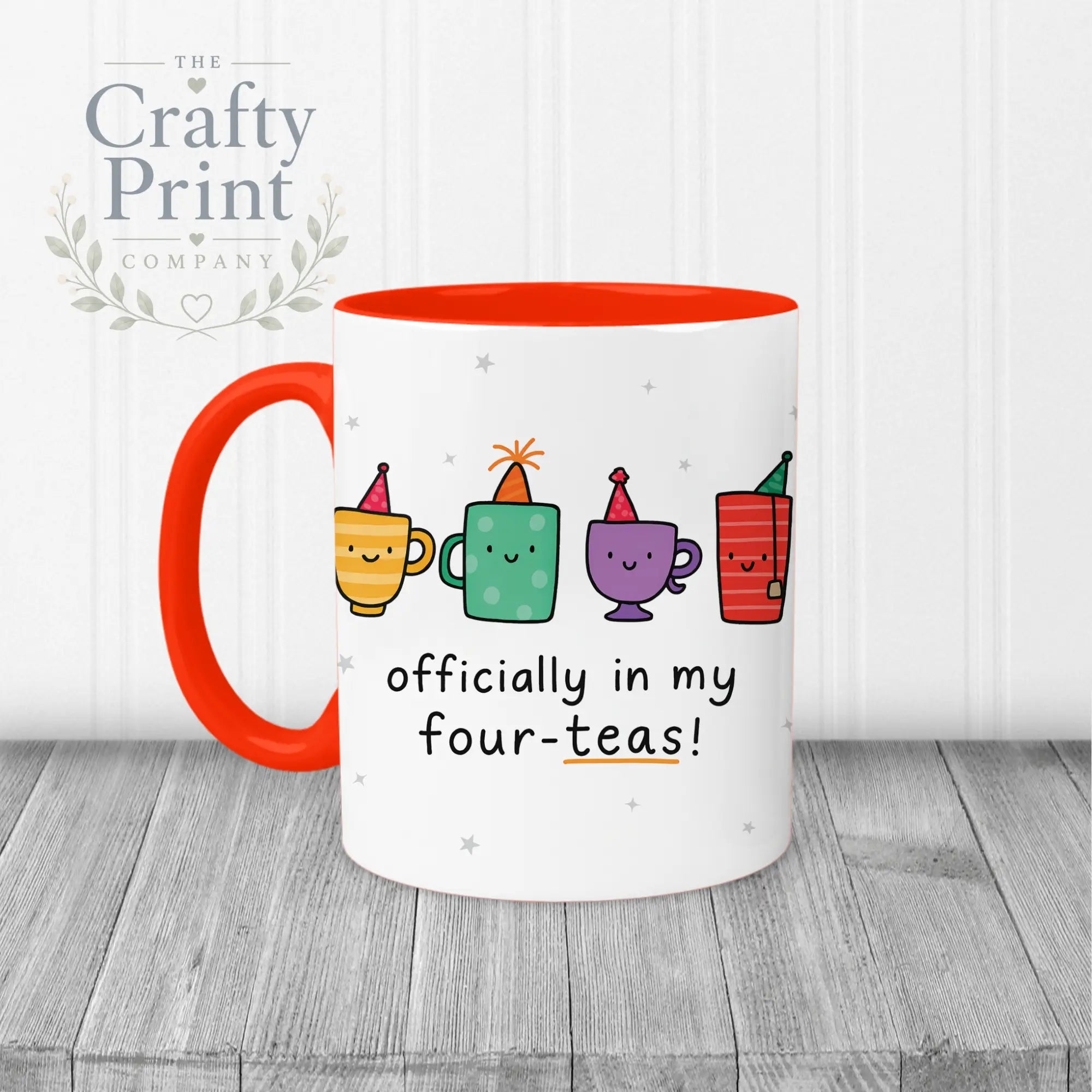 Officially in my Four-Teas Mug - Red Handle & Inner - Mugs