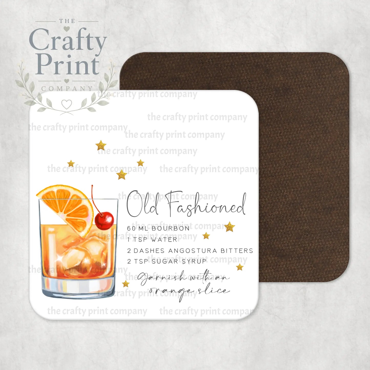 Old Fashioned Cocktail Recipe Coaster - Coasters
