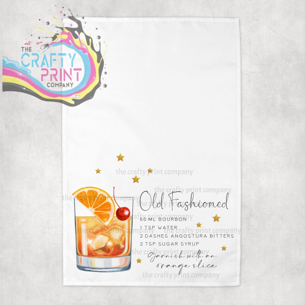 Old Fashioned Cocktail Recipe Tea Towel - Kitchen Towels