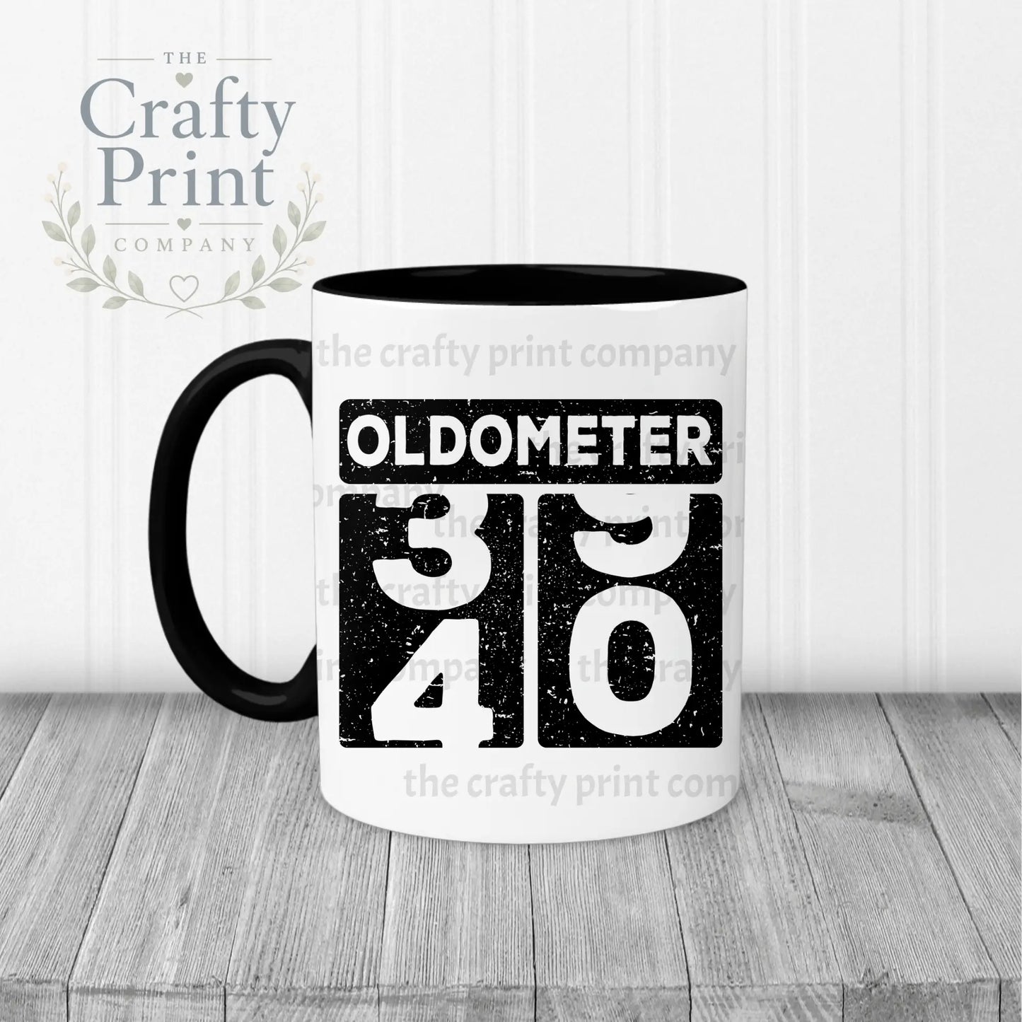 Oldometer 40th Birthday Mug - Black Handle & Inner - Mugs