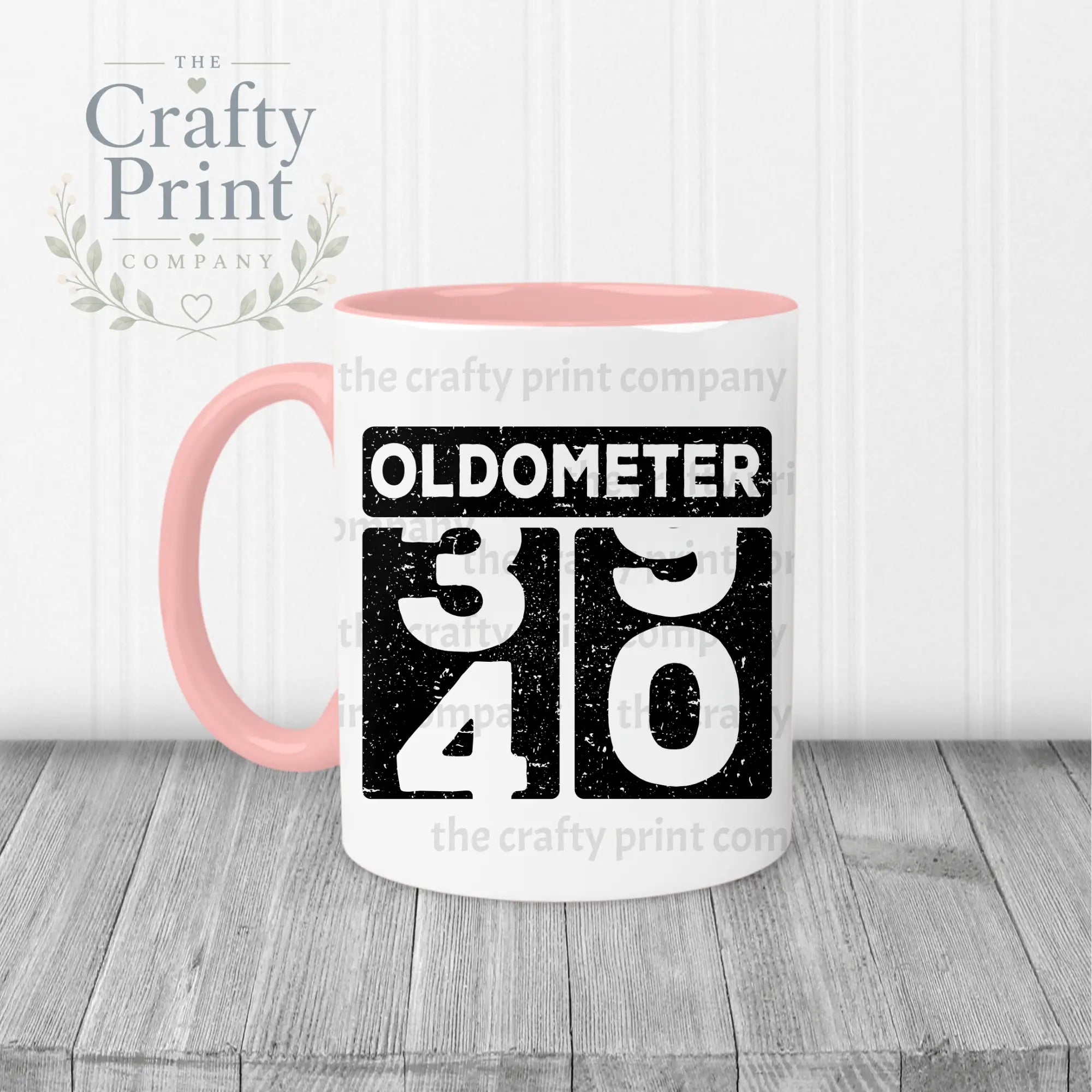 Oldometer 40th Birthday Mug - Pink Handle & Inner - Mugs