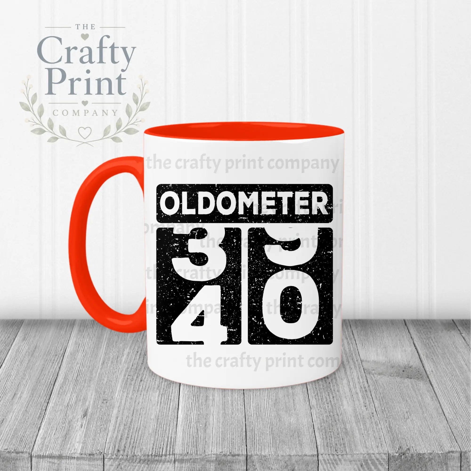 Oldometer 40th Birthday Mug - Red Handle & Inner - Mugs