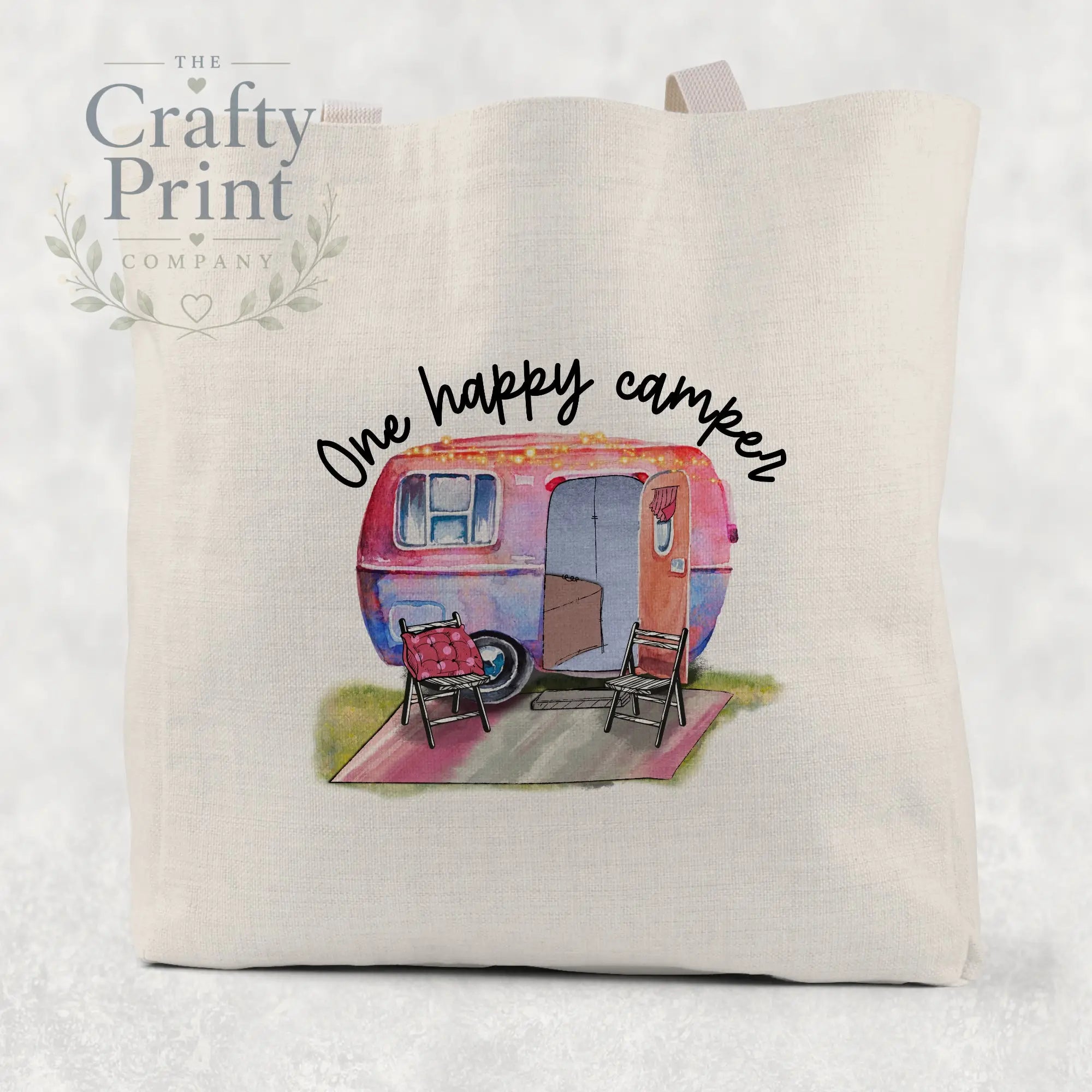 One Happy Camper Cotton Tote Bag - Natural - Shopping Totes