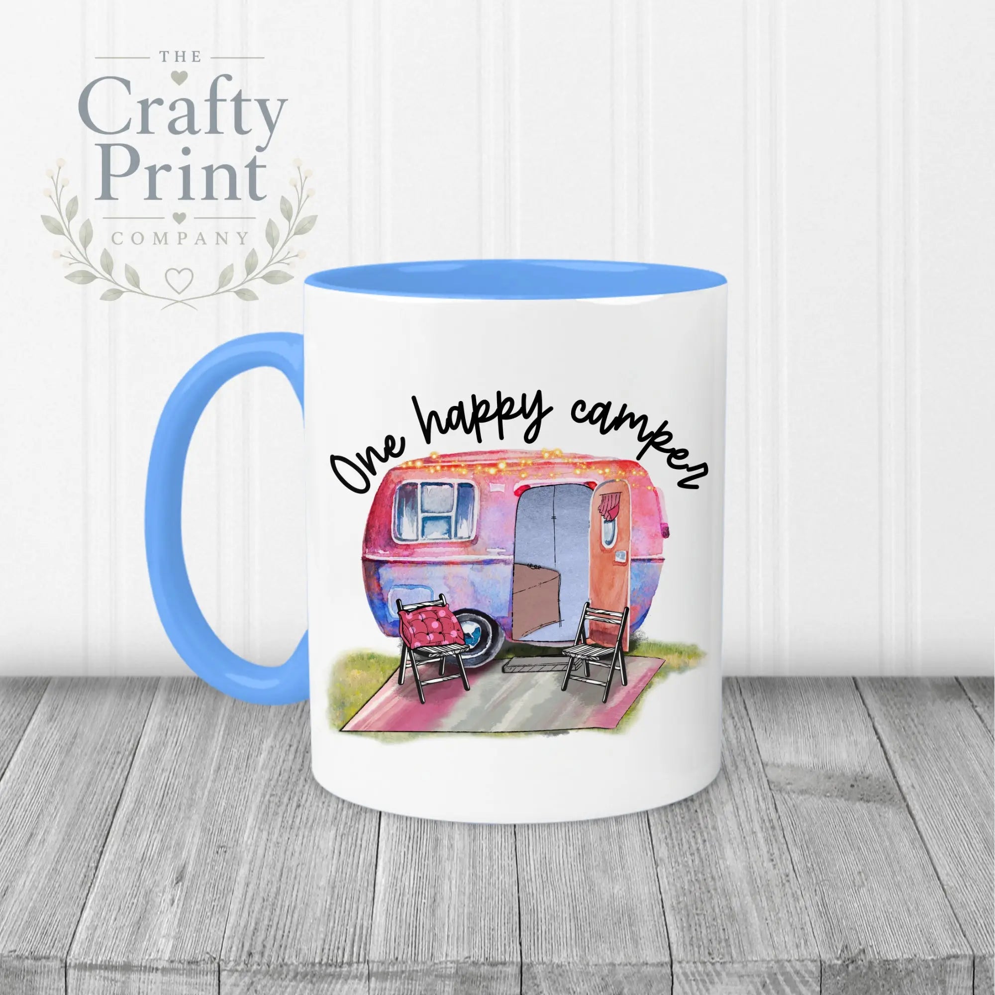One Happy Camper Mug - Blue Handle & Inner - Mugs