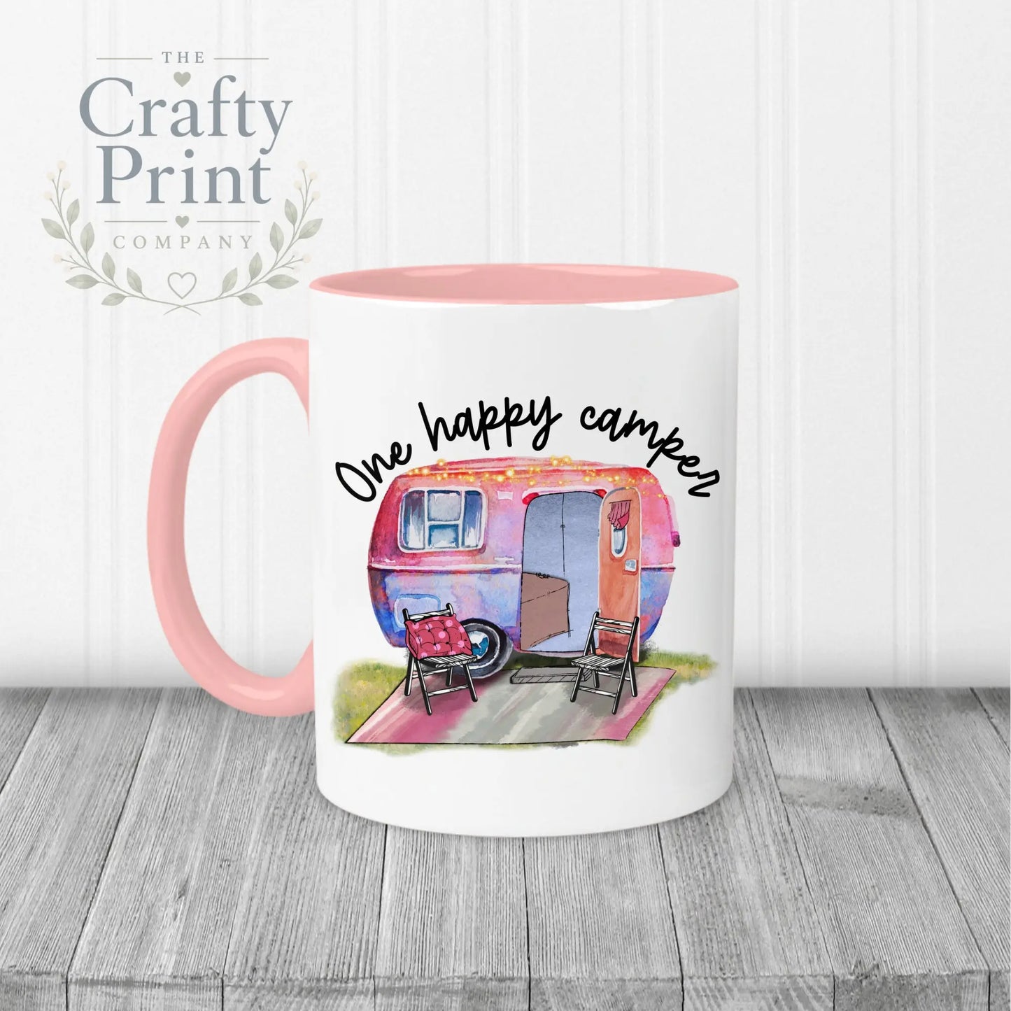 One Happy Camper Mug - Pink Handle & Inner - Mugs