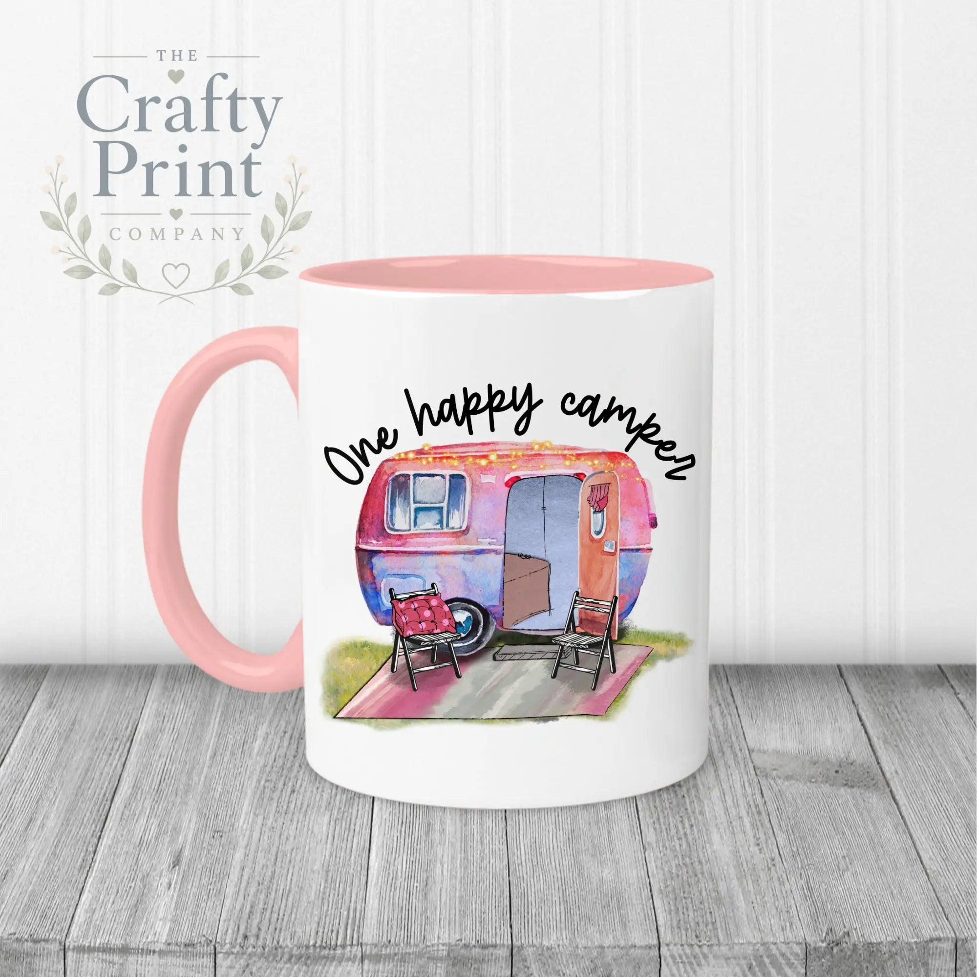 One Happy Camper Mug - Pink Handle & Inner - Mugs