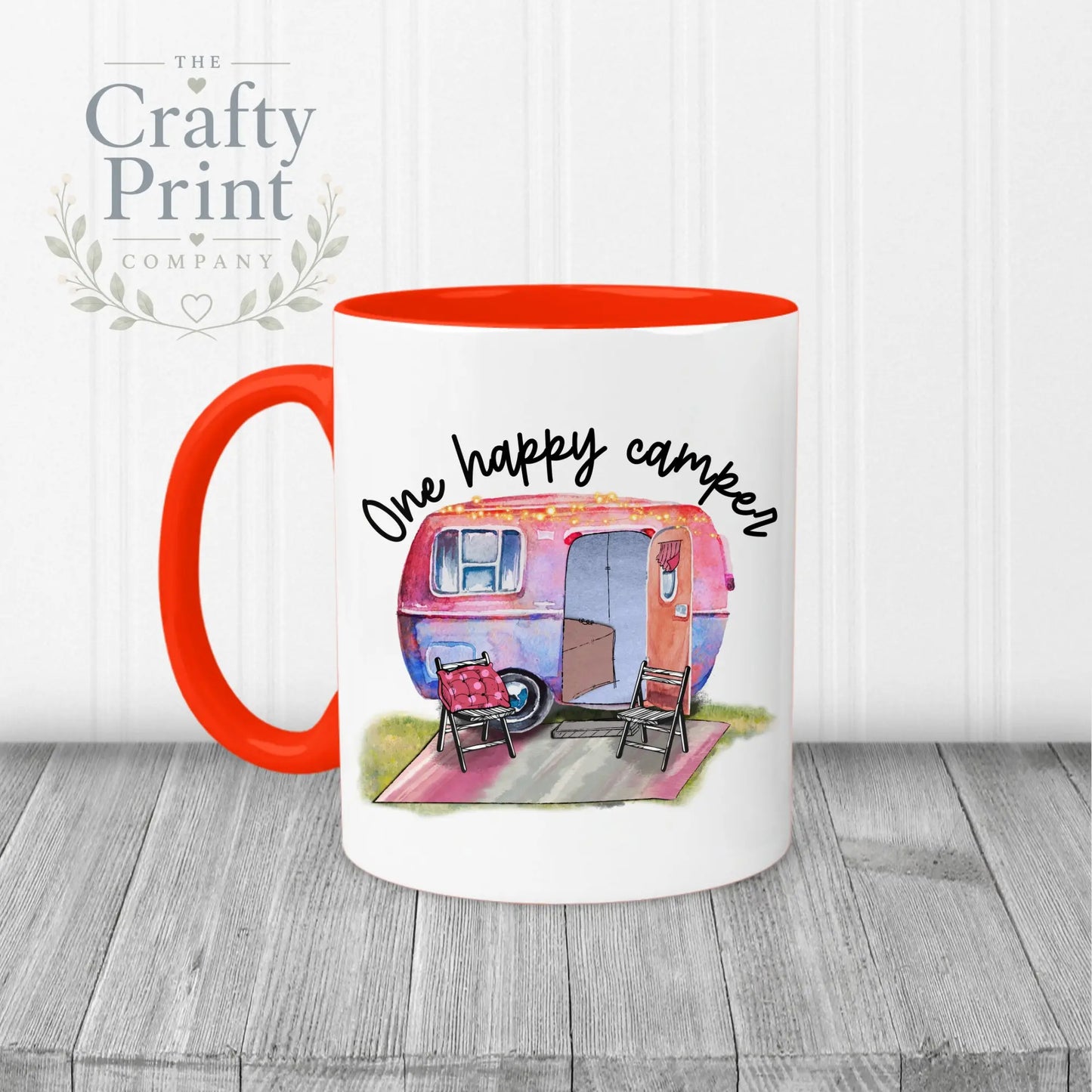 One Happy Camper Mug - Red Handle & Inner - Mugs