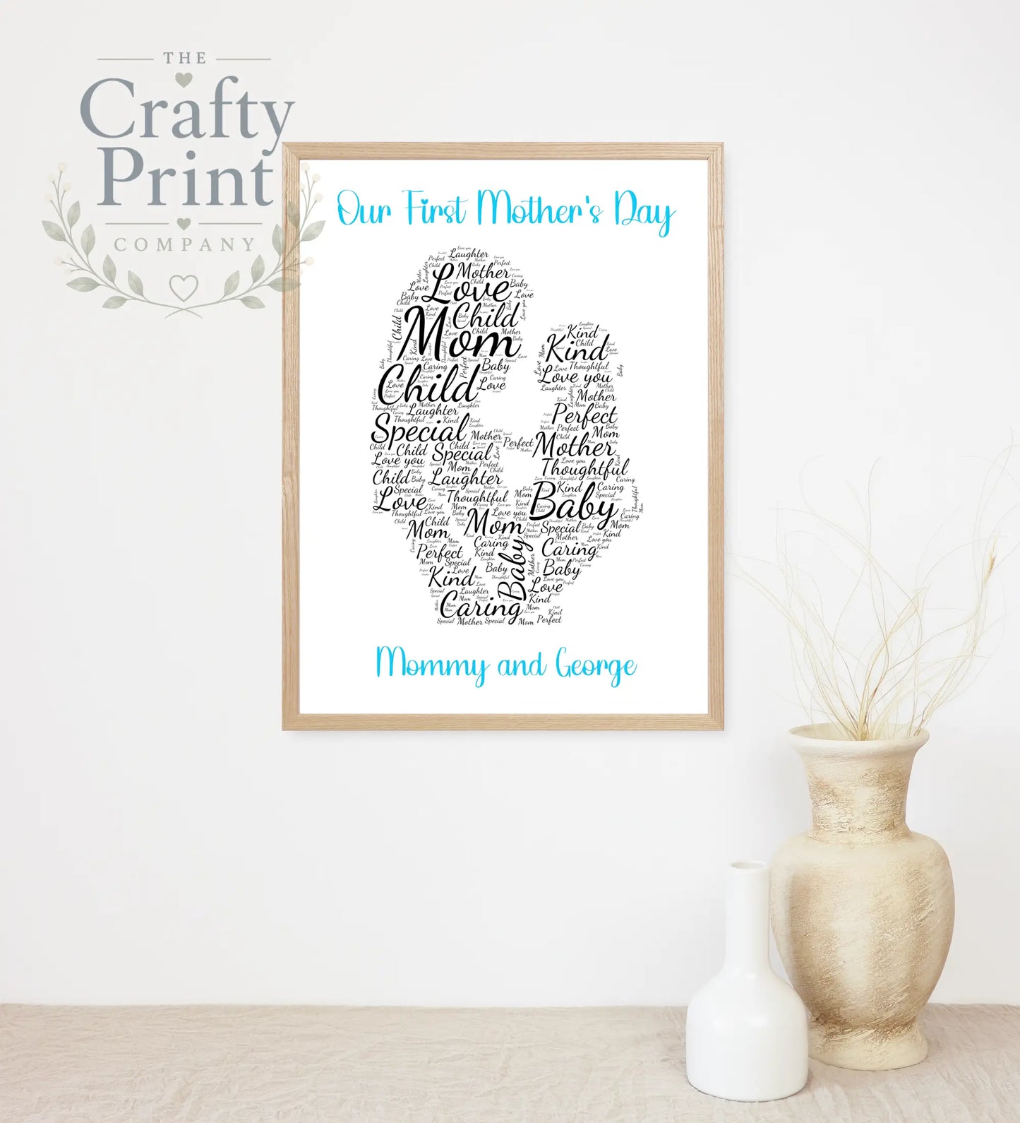Our First Mother’s Day Wordart Print - A4 / Blue - Posters