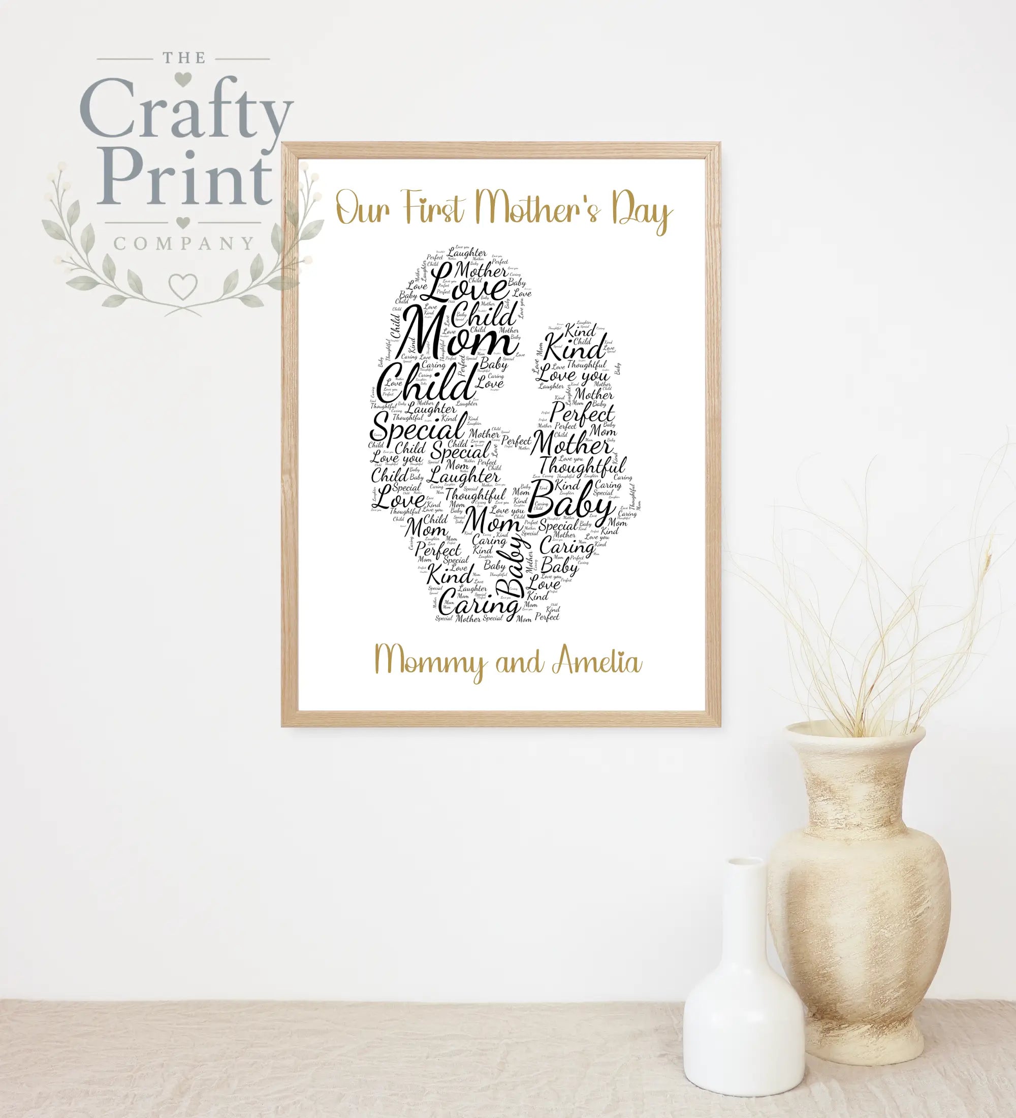Our First Mother’s Day Wordart Print - A4 / Gold - Posters