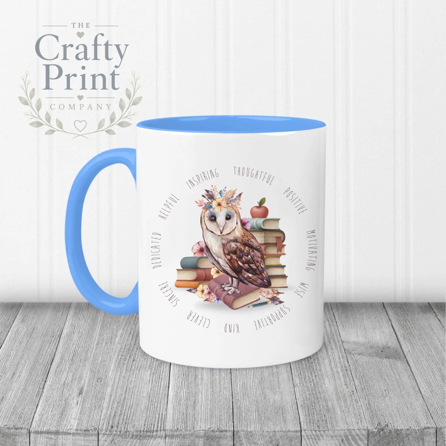 Owl Books Teacher Mug - Blue Handle & Inner / Female - Mugs