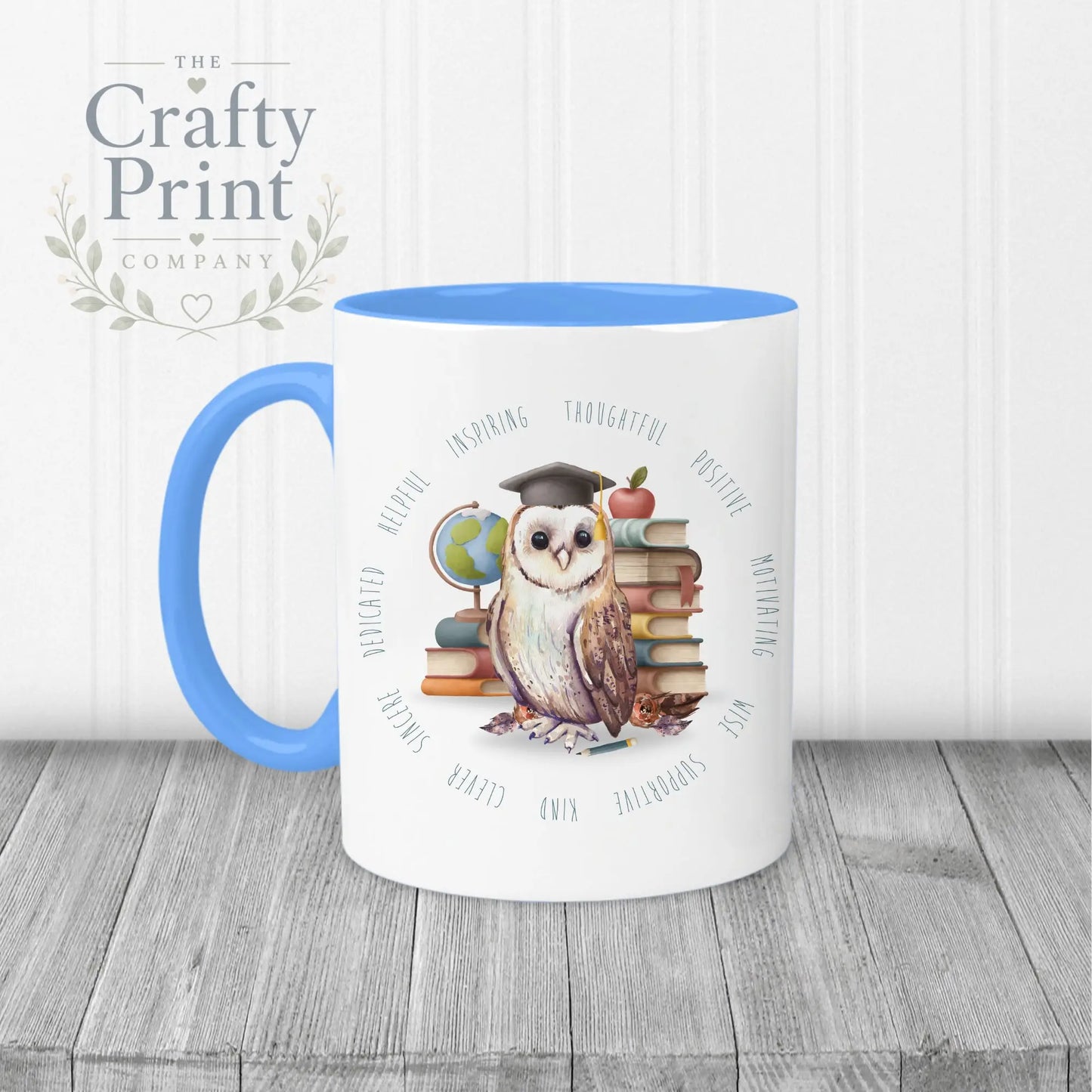 Owl Books Teacher Mug - Blue Handle & Inner / Male - Mugs