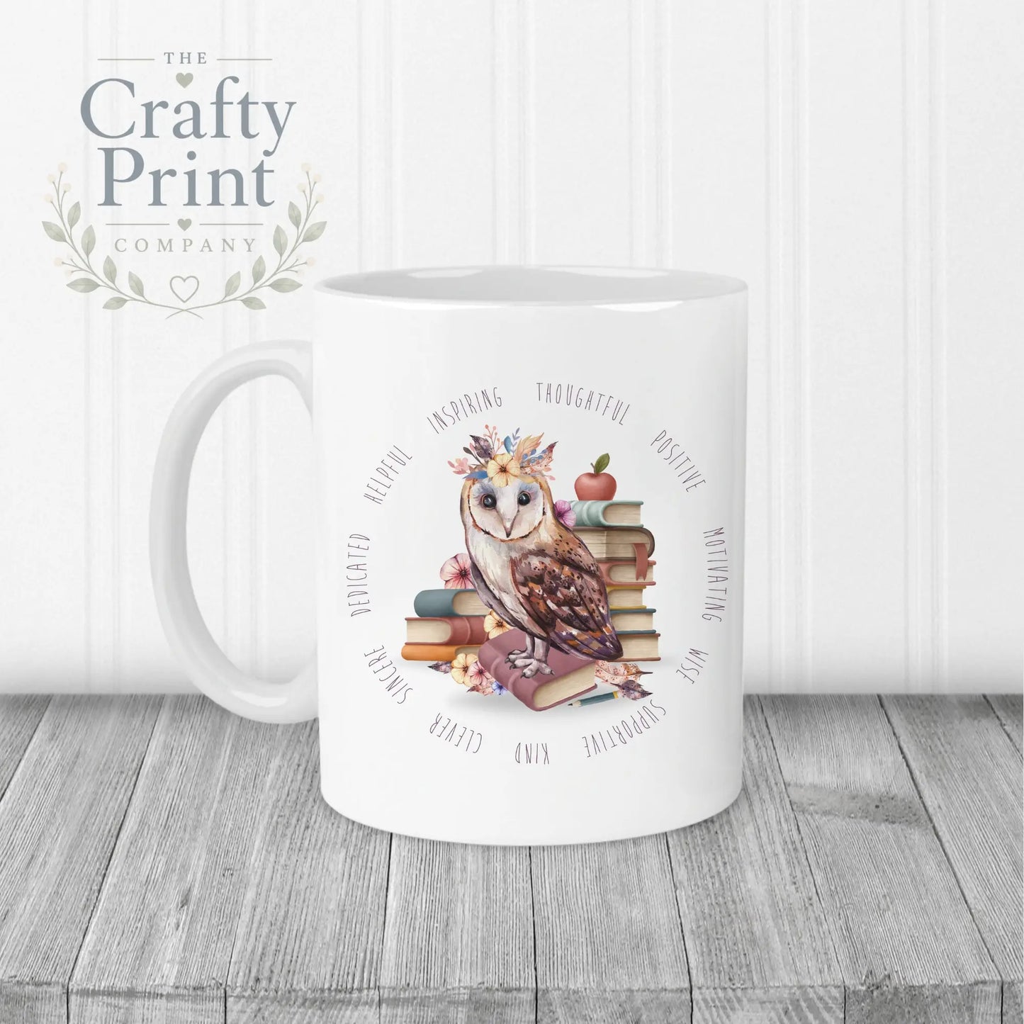 Owl Books Teacher Mug - White Handle & Inner / Female - Mugs