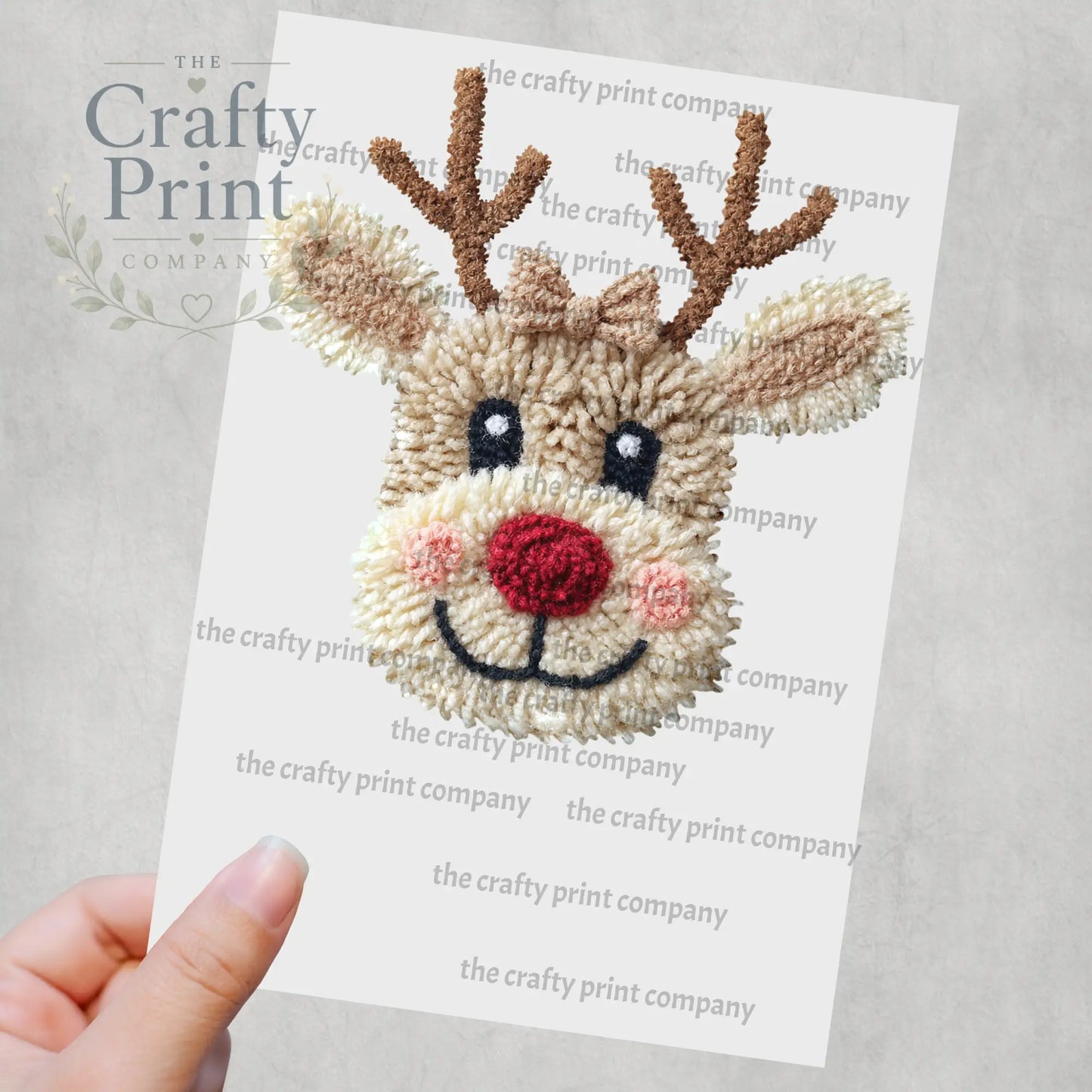 Patchwork Yarn Crochet Look Reindeer Sublimation Print