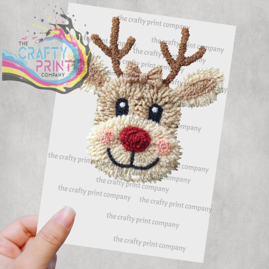 Patchwork Yarn Crochet Look Reindeer Sublimation Print