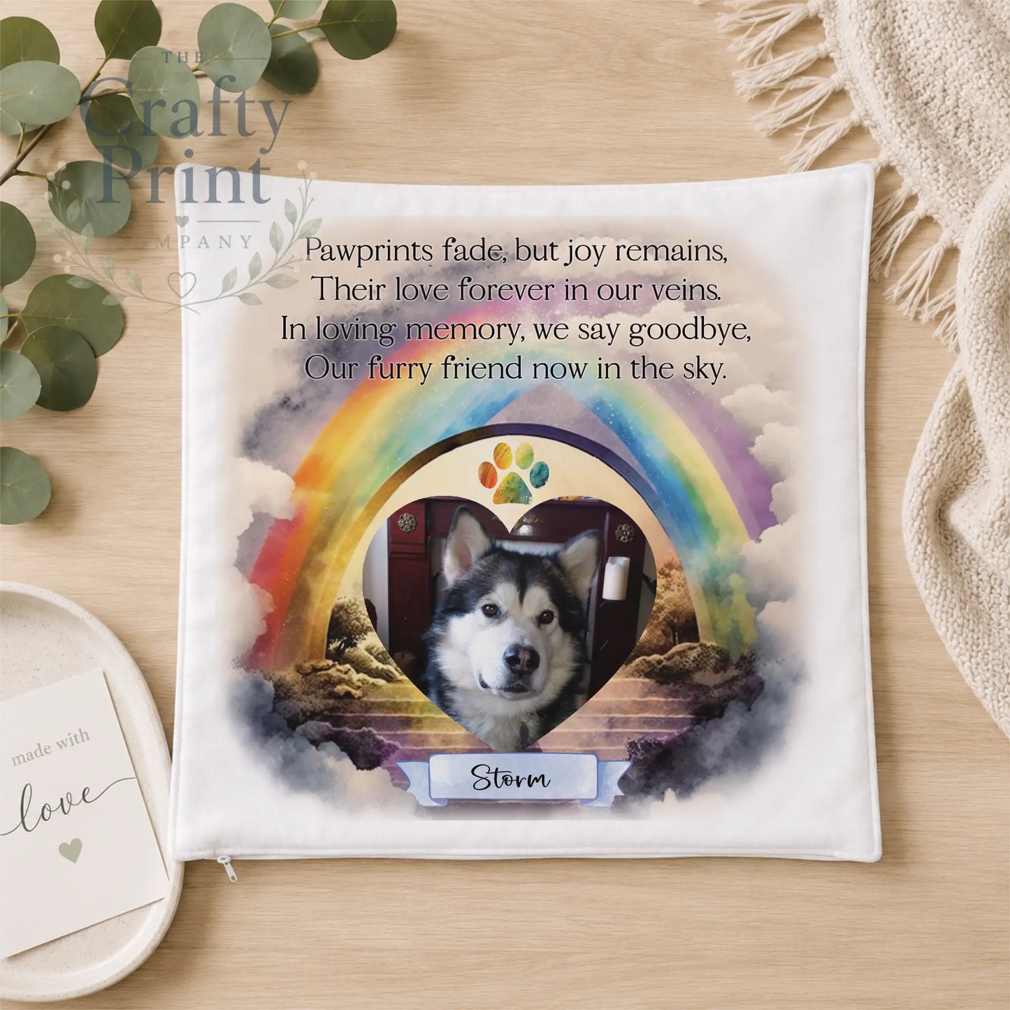 Paw Prints Fade Pet Memorial Cushion