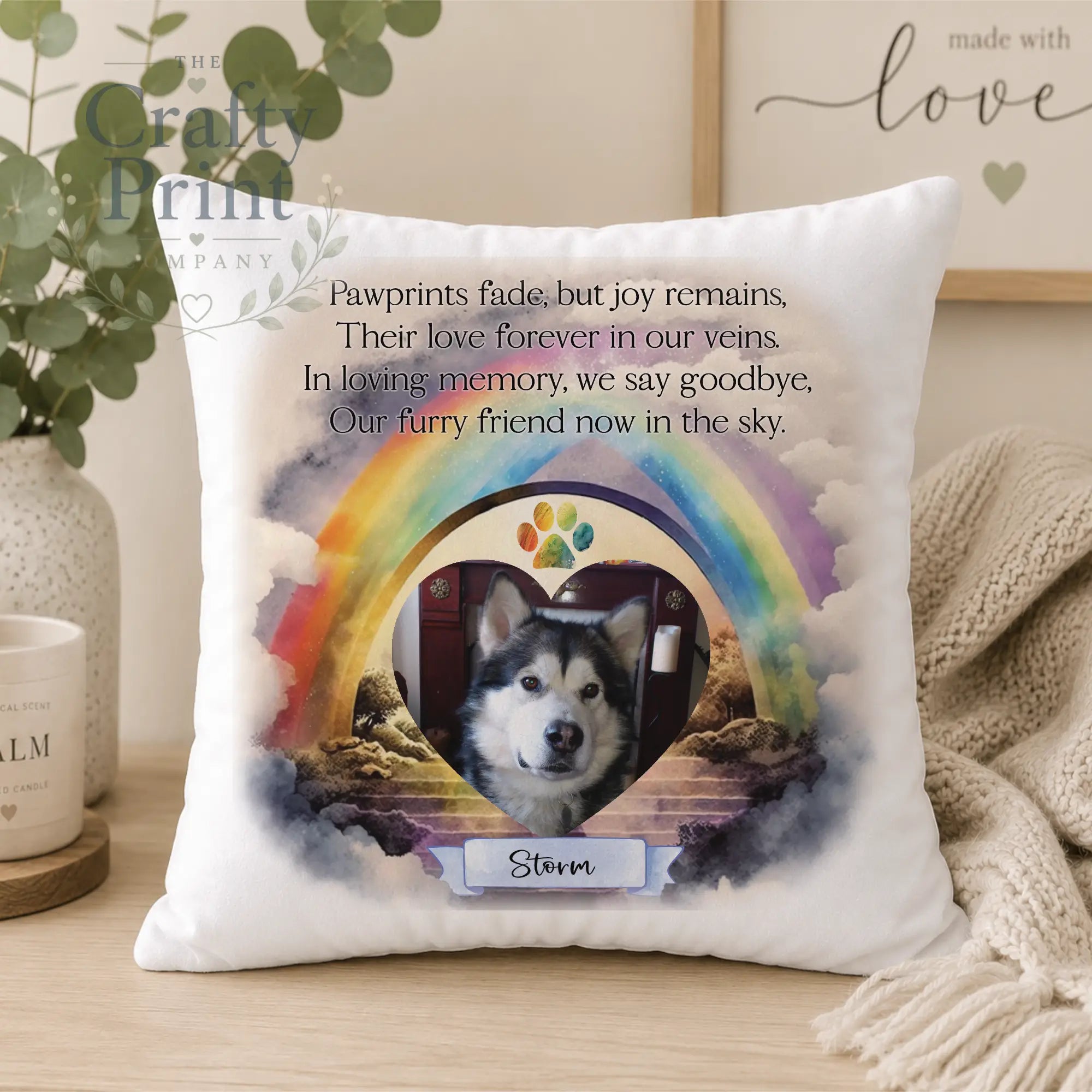 Paw Prints Fade Pet Memorial Cushion