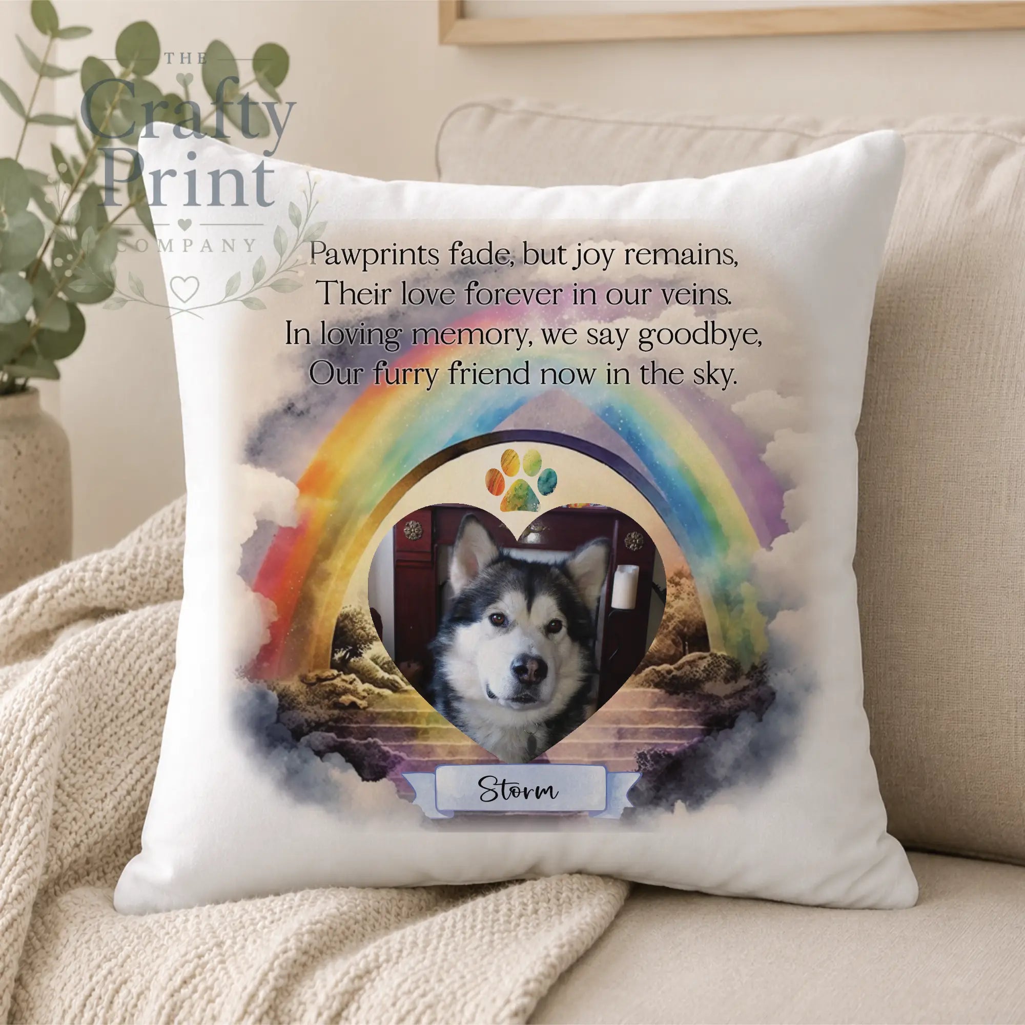 Paw Prints Fade Pet Memorial Cushion