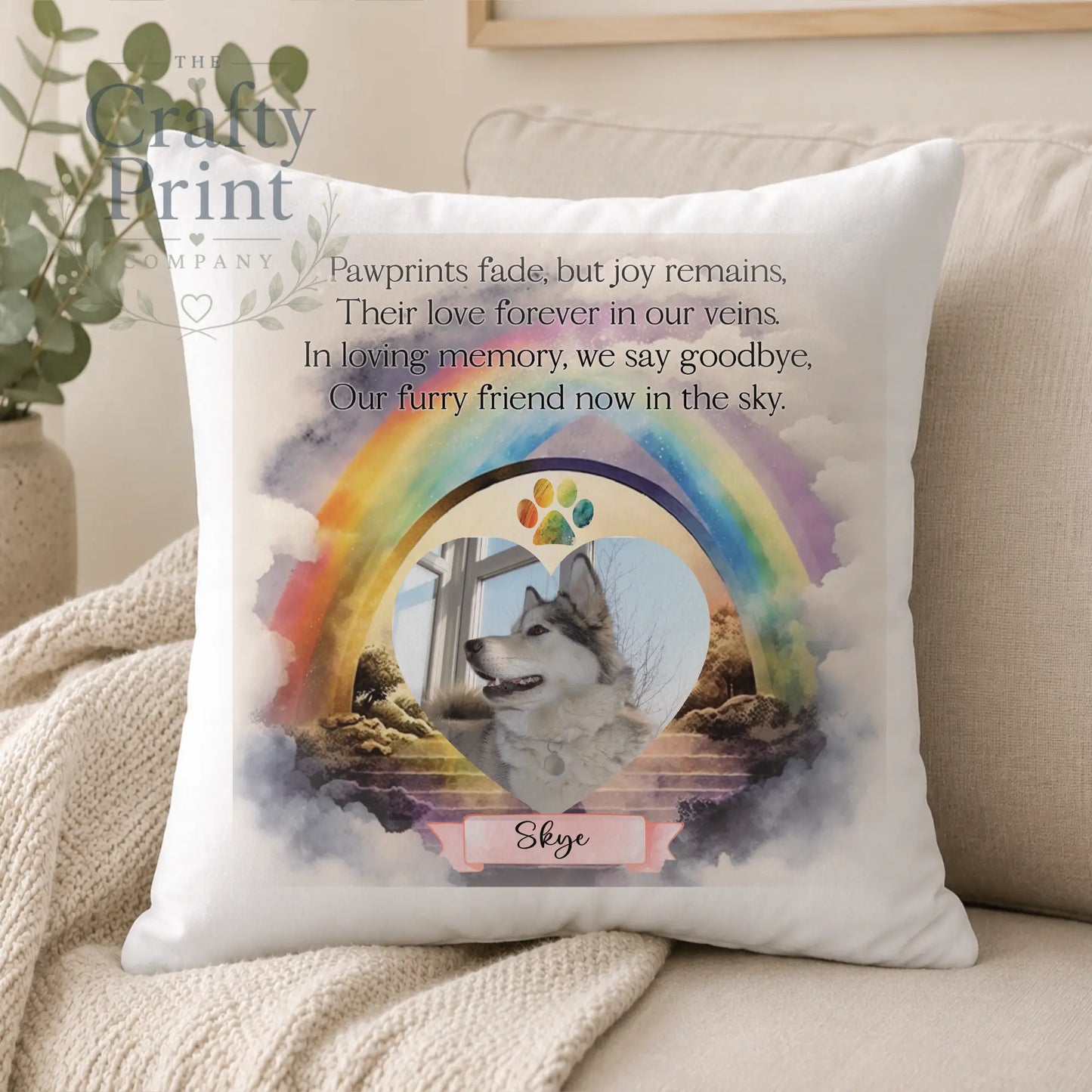Paw Prints Fade Pet Memorial Cushion