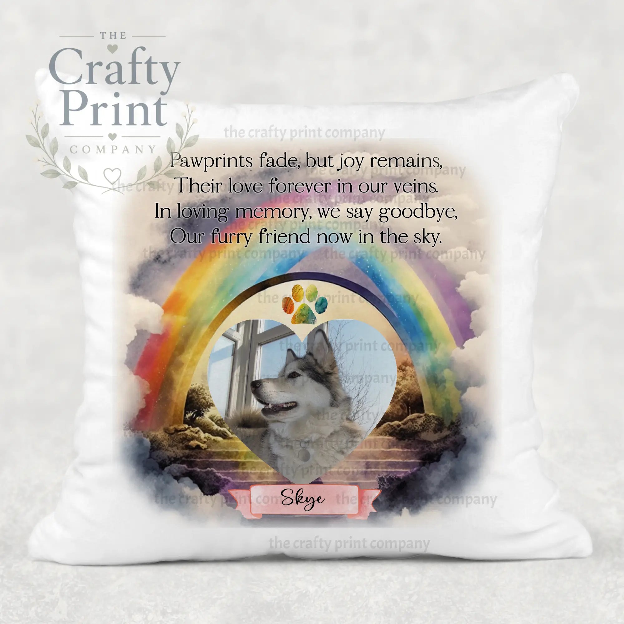 Paw Prints Fade Pet Memorial Cushion - Pink / Cover ONLY