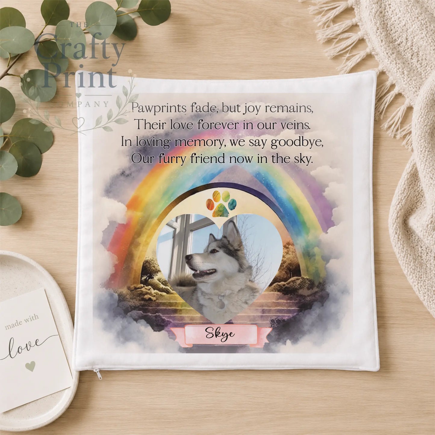 Paw Prints Fade Pet Memorial Cushion