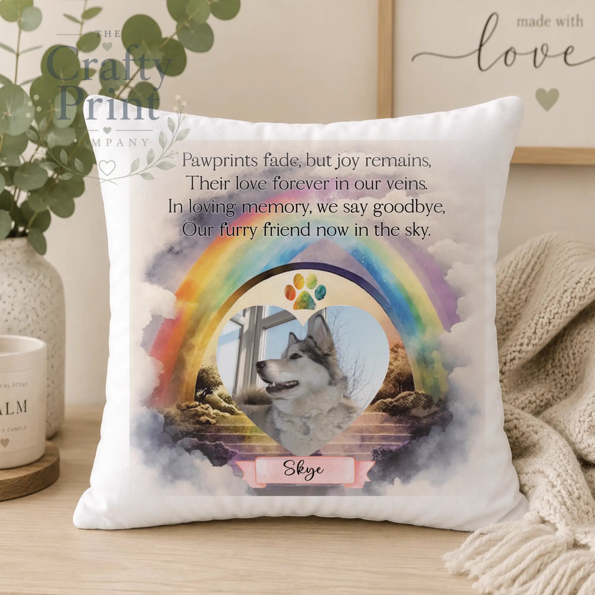 Paw Prints Fade Pet Memorial Cushion