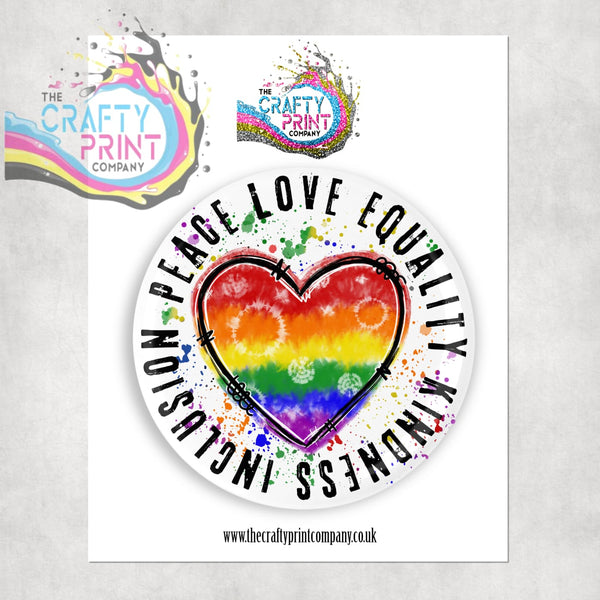 Peace Love Equality Kindness Inclusion Button Pin Badge -