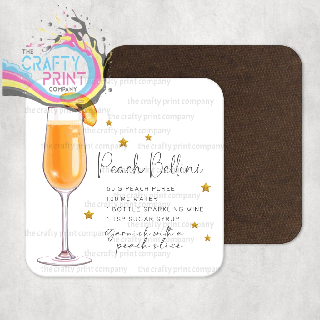 Peach Bellini Cocktail Recipe Coaster - Coasters