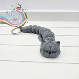 Persian Cat Articulated Flexi Keyring / Fidget - With Hole