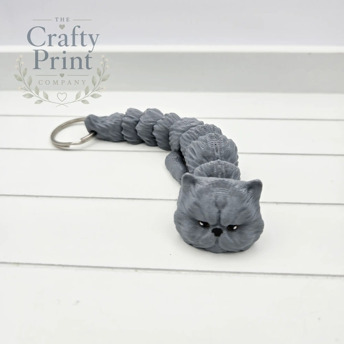 Persian Cat Articulated Flexi Keyring / Fidget - With Hole