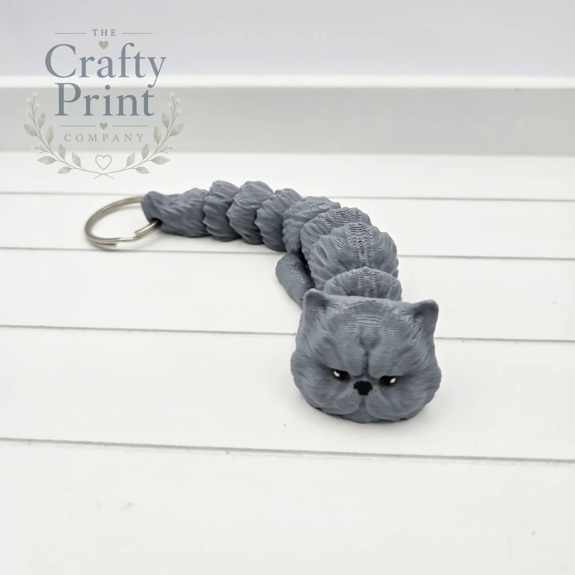 Persian Cat Articulated Flexi Keyring / Fidget - With Hole