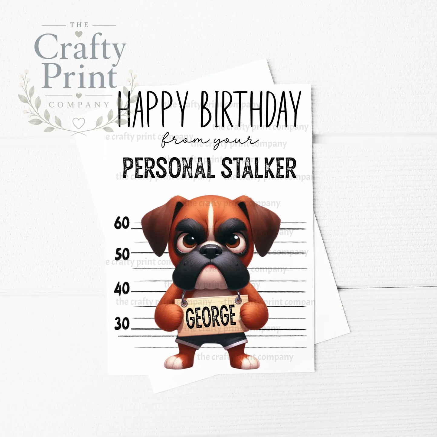 Personal Stalker Boxer A5 Greeting Card - & Note Cards