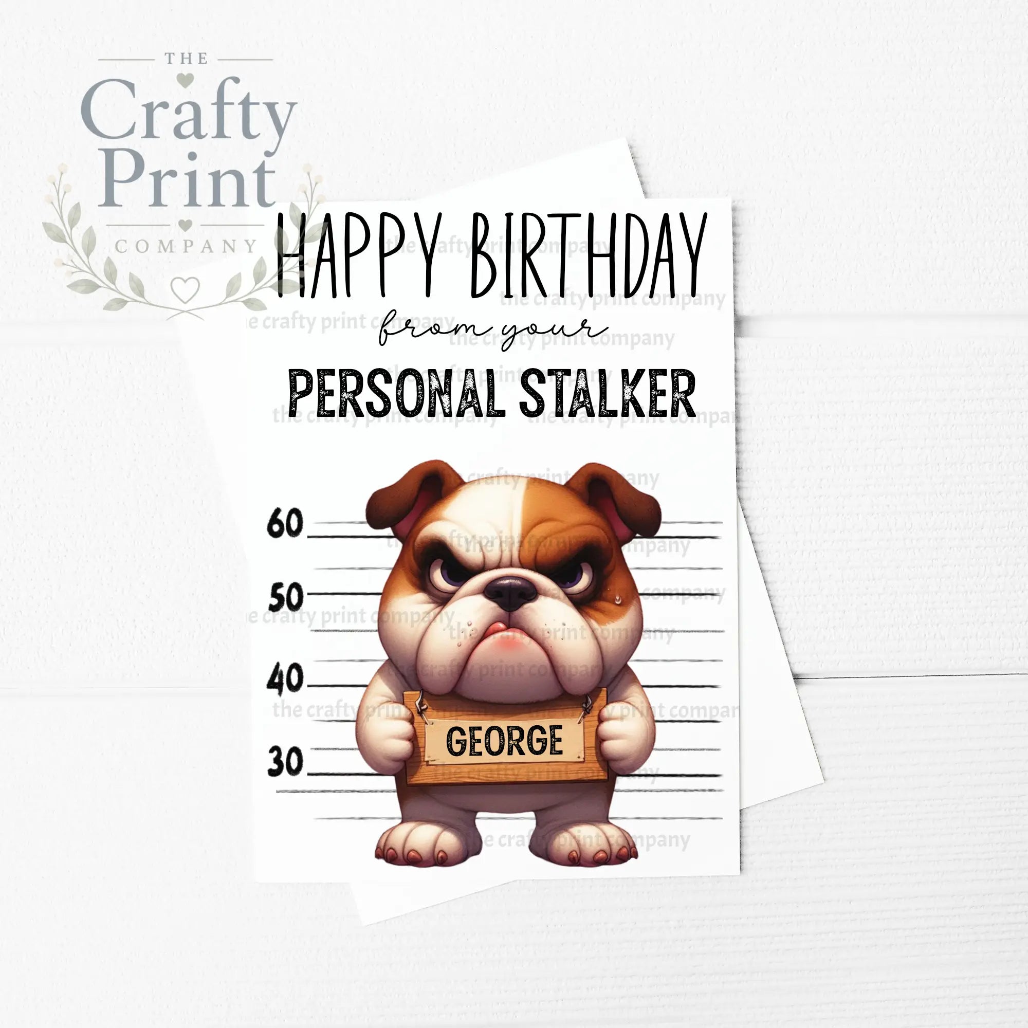 Personal Stalker Bulldog A5 Greeting Card - & Note Cards