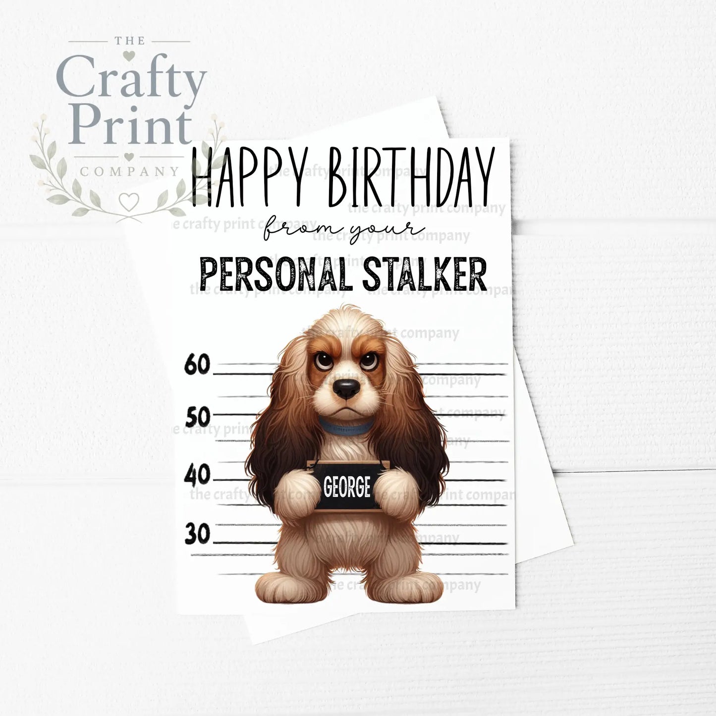 Personal Stalker Cocker Spaniel A5 Greeting Card - & Note
