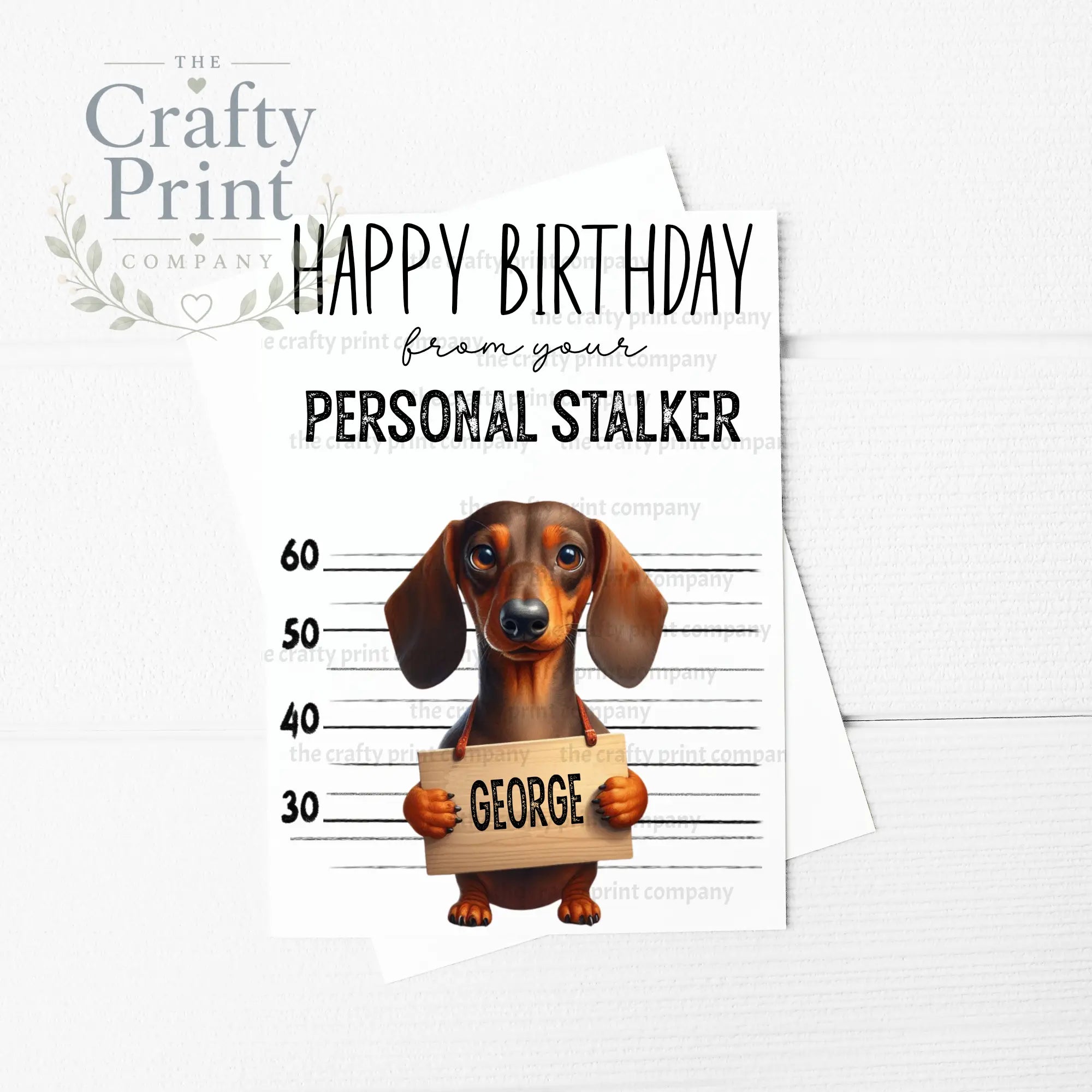 Personal Stalker Dachshund A5 Greeting Card - & Note Cards