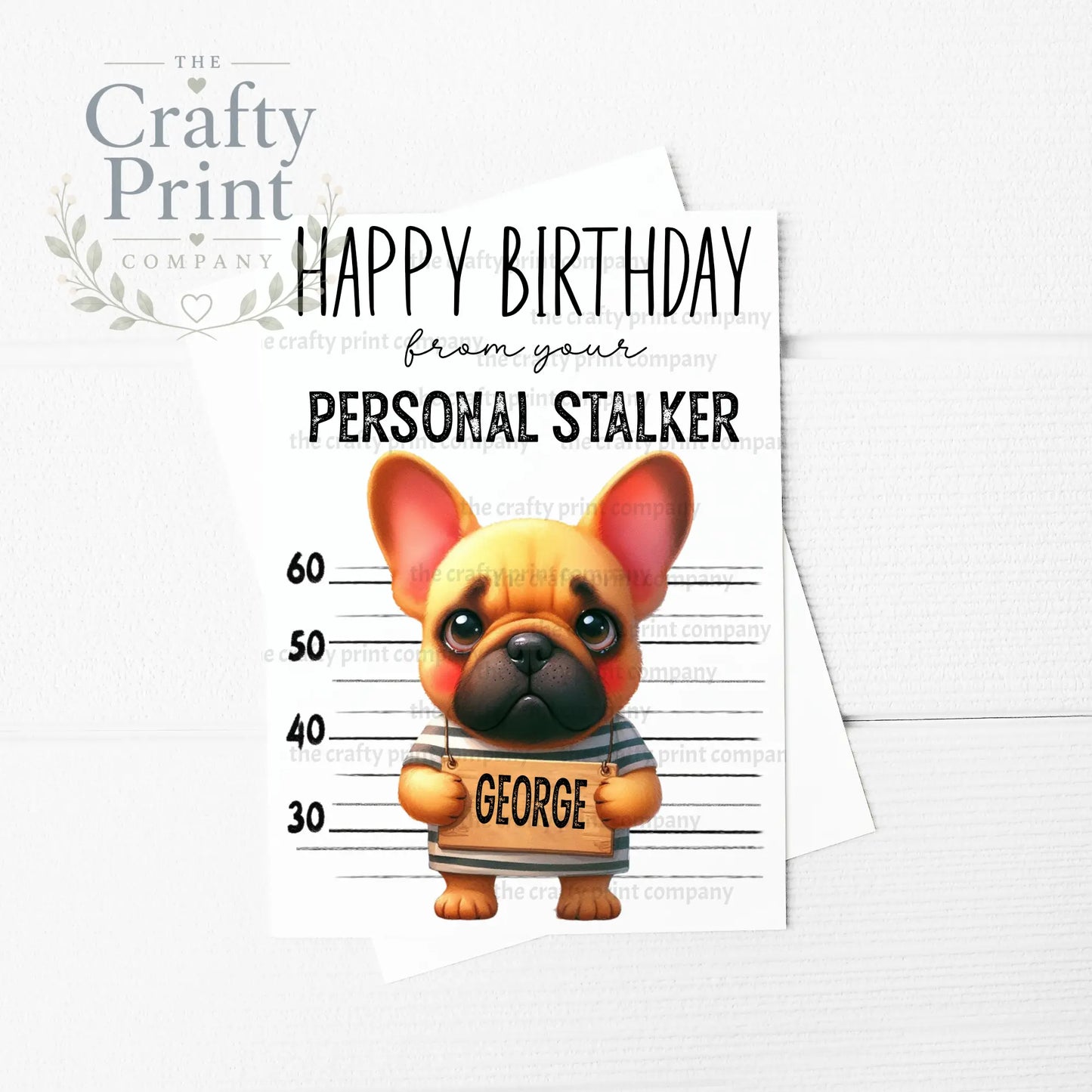 Personal Stalker French Bulldog A5 Greeting Card - & Note