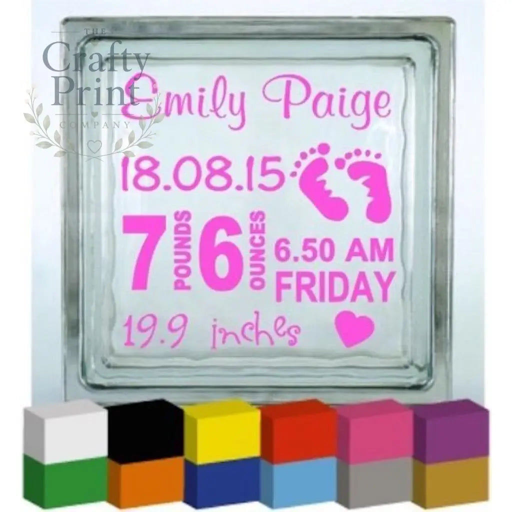 Personalised Baby Birth Vinyl Decal Sticker - Decorative