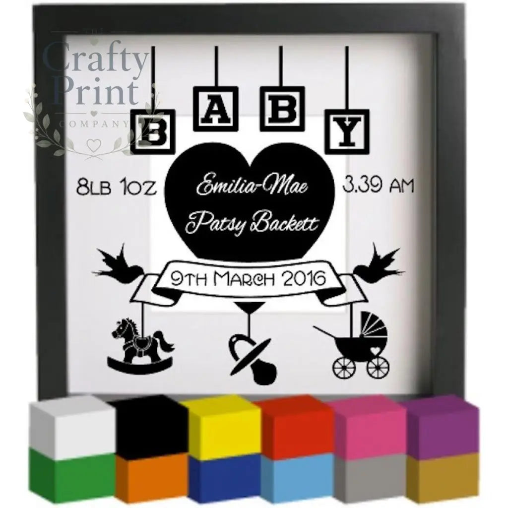 Personalised Baby Birth with blocks Vinyl Decal Sticker