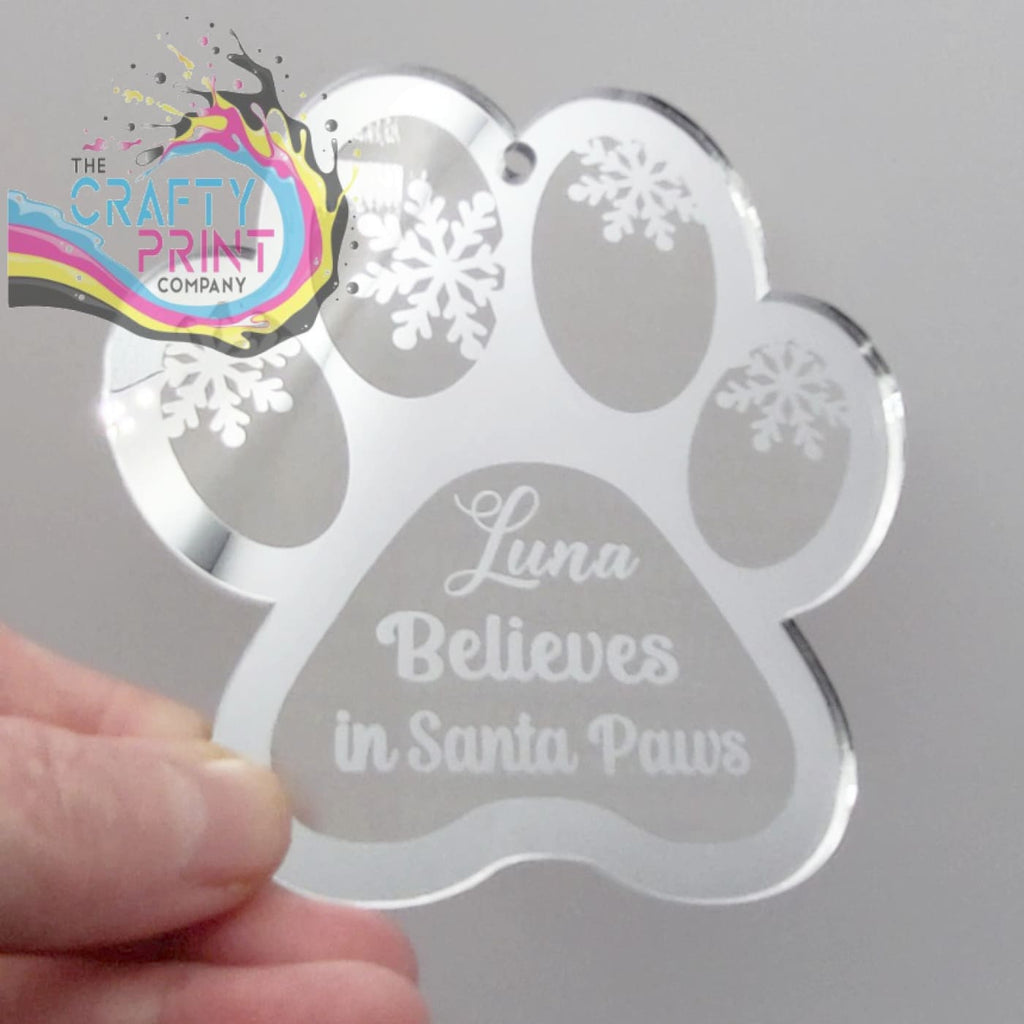 Personalised Believes in Santa Paws Christmas Acrylic Tree
