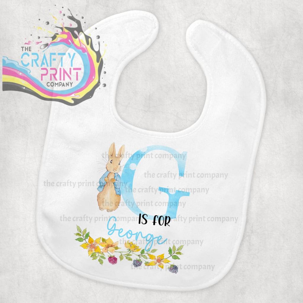 Personalised Blue Initial Rabbit Baby Bib - & Toddler