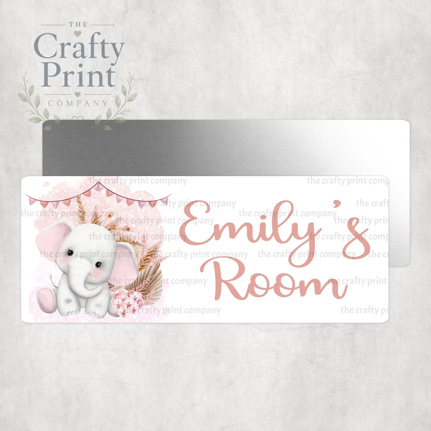 Personalised Boho Elephant Metal Bedroom Door Sign