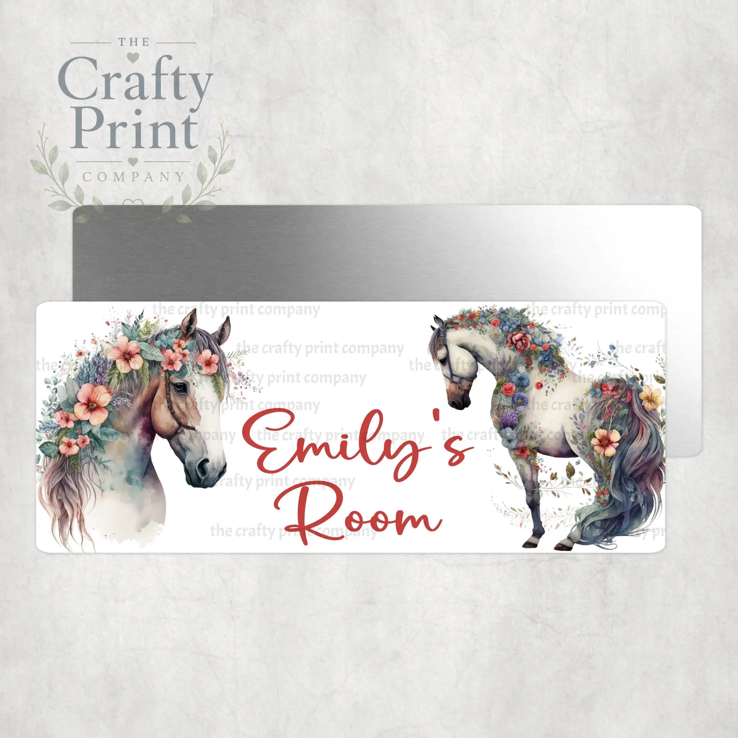 Personalised Boho Horses Metal Bedroom Door Sign