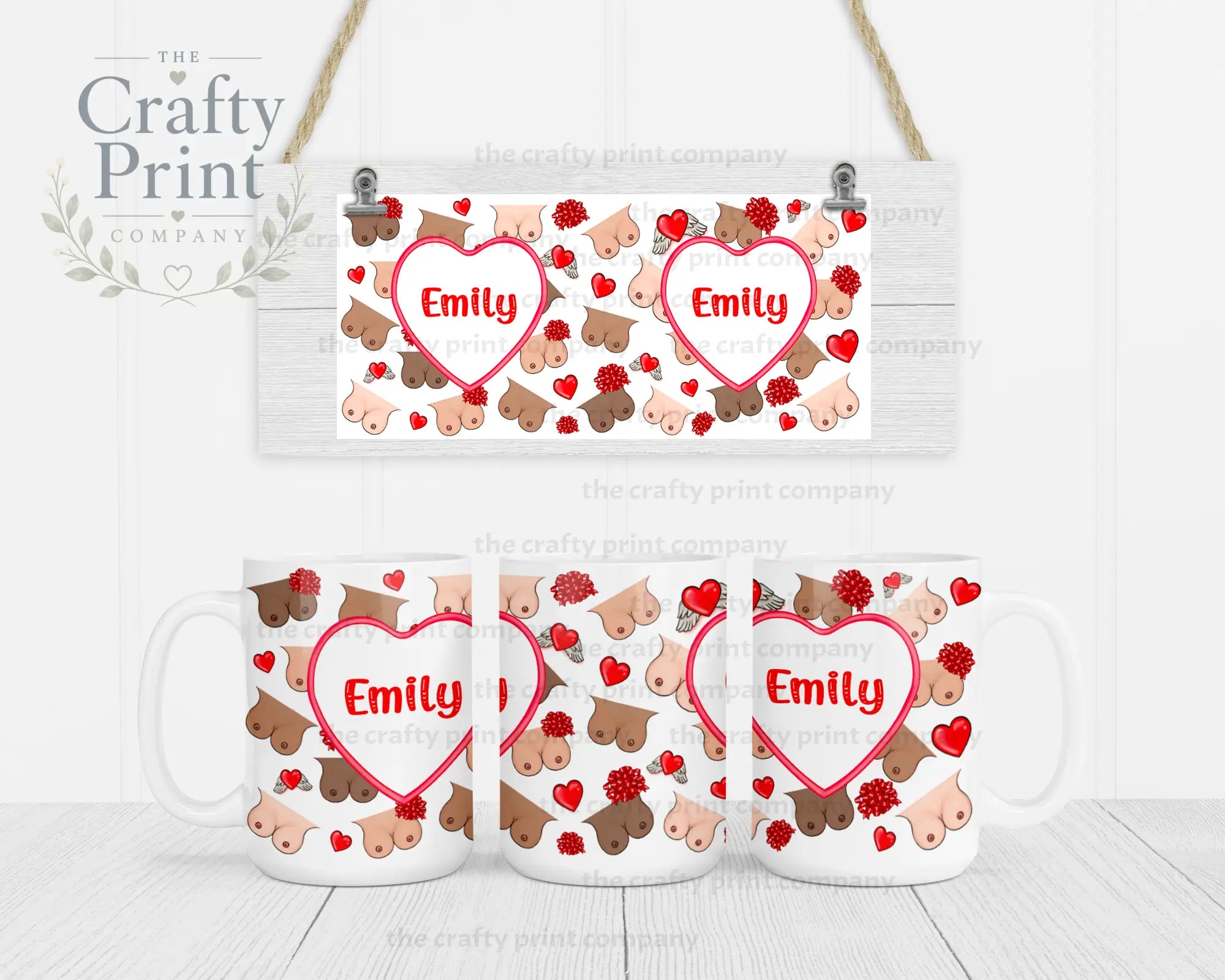 Personalised Boobies Mug - 15oz Jumbo / White Handle &
