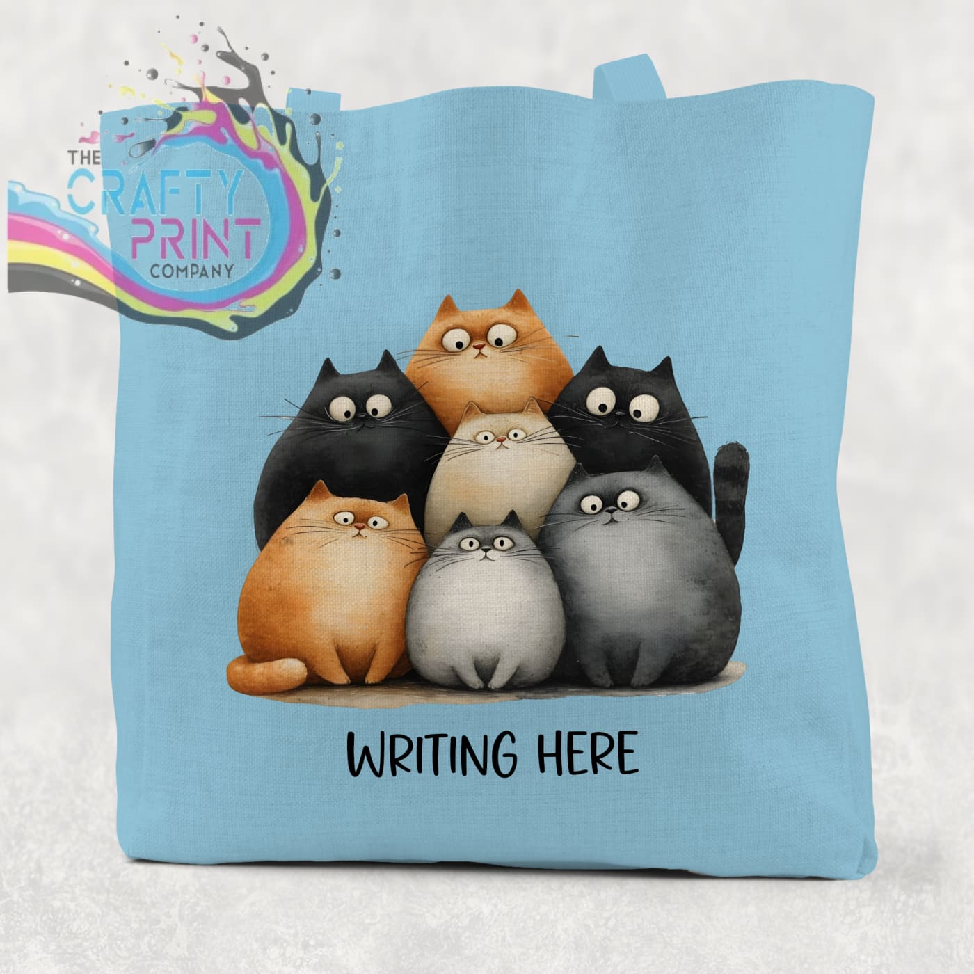 Personalised Cartoon Cats Cotton Re-usable Tote Bag - Light