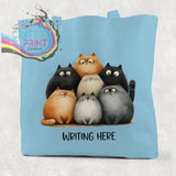 Personalised Cartoon Cats Cotton Re-usable Tote Bag - Light